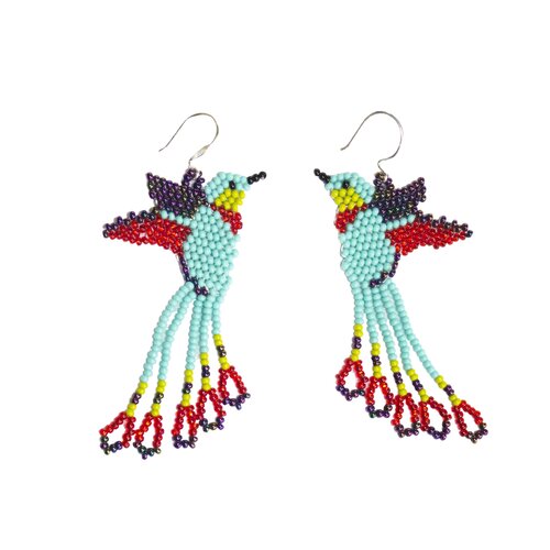 WHOLESALE Hummingbird Earrings Turquoise - 925 Silver Hooks