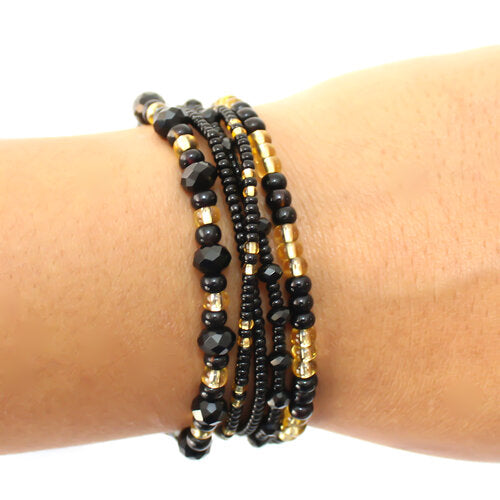 WHOLESALE Five Strand Bracelet Black