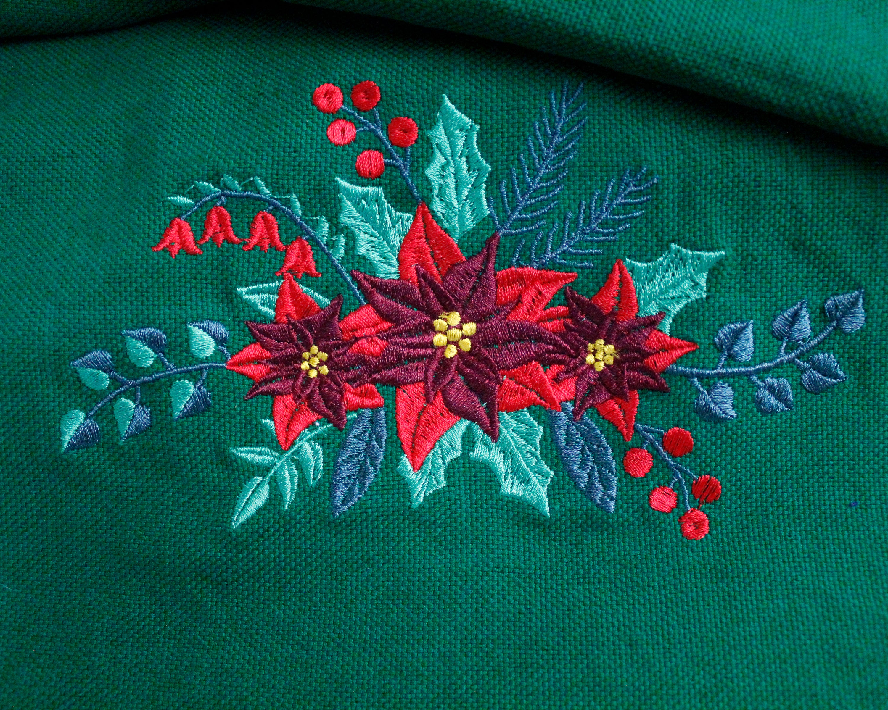 WHOLESALE Poinsettia Embroidery Table Runner