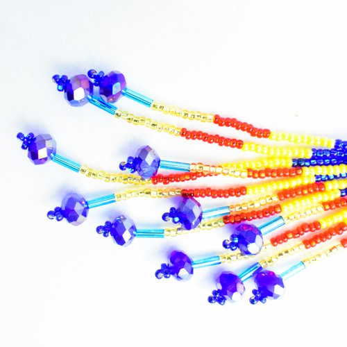 WHOLESALE Parrot with Tails Beaded Ornament - Royal Blue