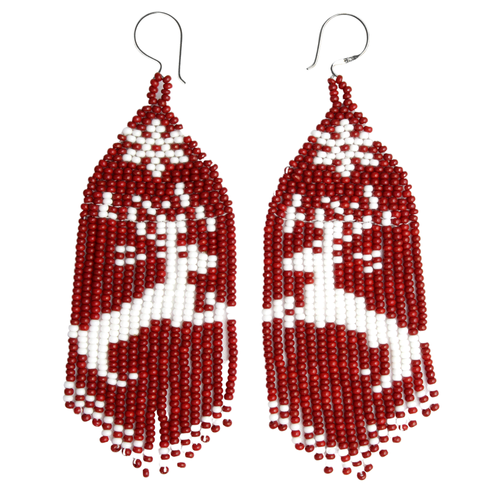 WHOLESALE Reindeer Fringe Earrings - 925 Silver Hooks