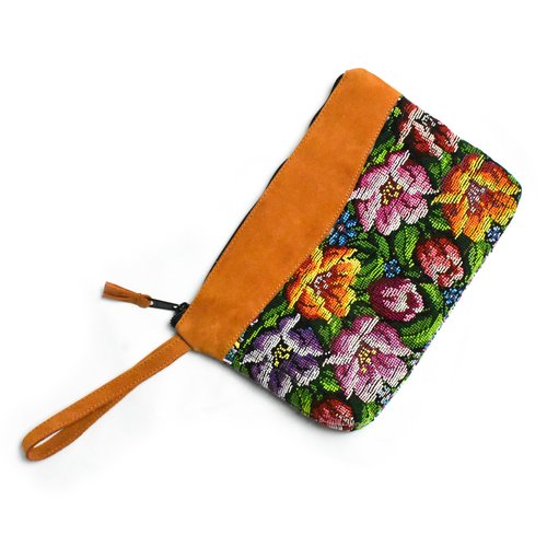 WHOLESALE Up-cycled Leather-Trimmed Clutch