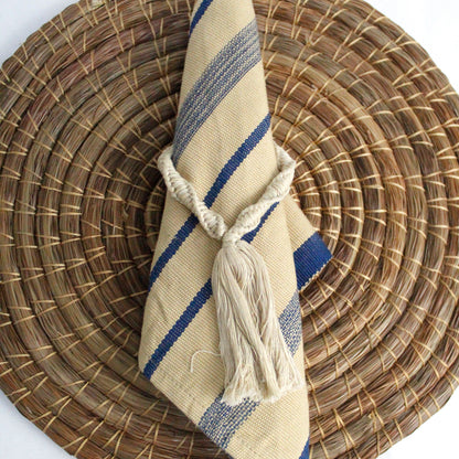 WHOLESALE Elegant Sand Navy Napkin - Set of 2