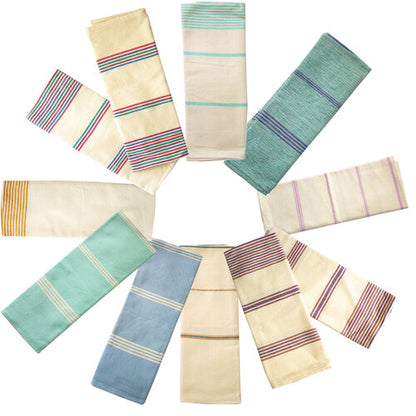 WHOLESALE 100% Cotton Dish Towels-Sky Blue/Off White Stripes (x1)