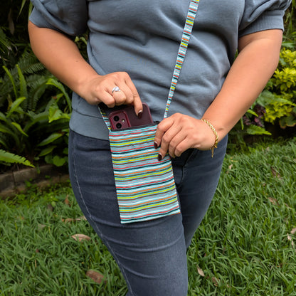 WHOLESALE Beaded Crossbody Cellphone Purse - Nature