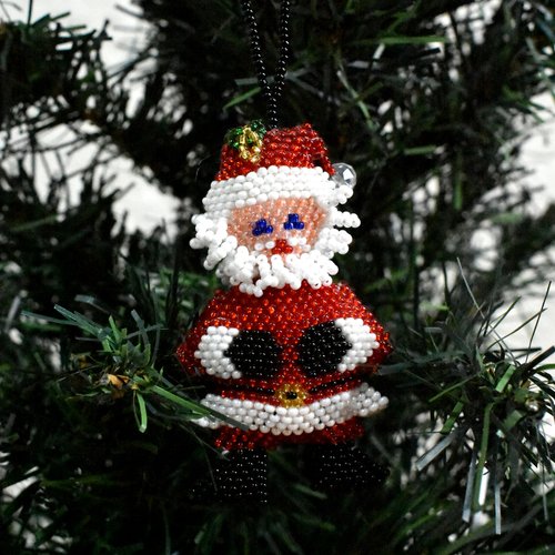 Beaded Santa Large Ornament
