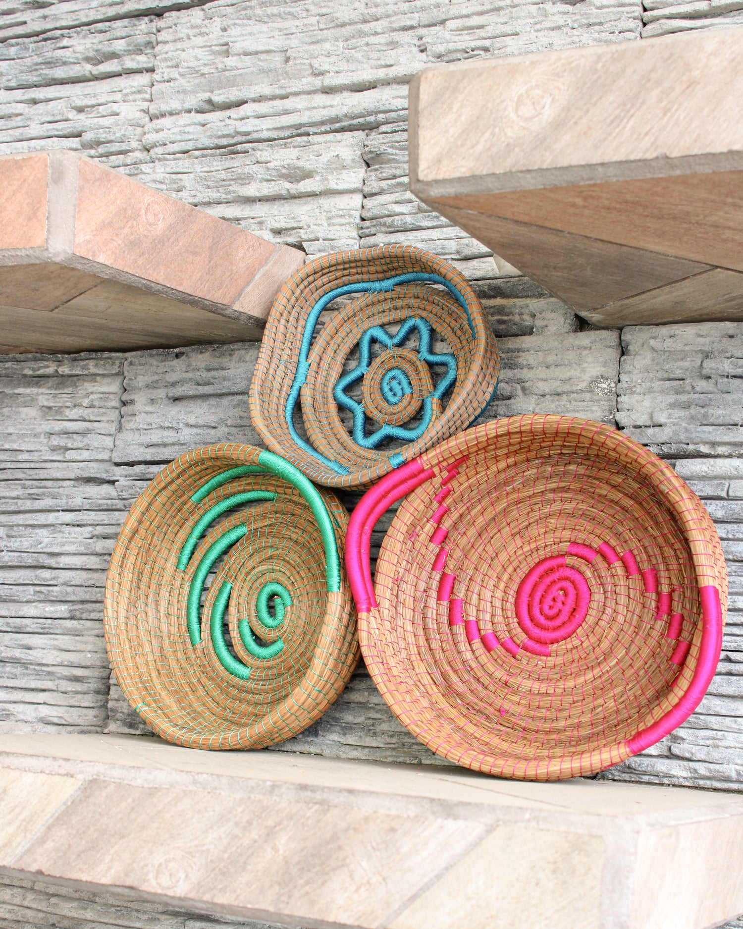 WHOLESALE Fuschia Wave Pine Needle Basket