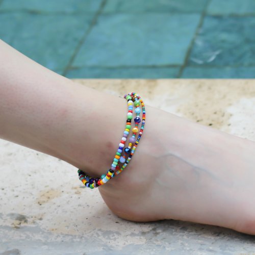 WHOLESALE Multicolor Beaded Ankle Bracelet