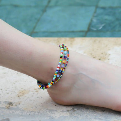 WHOLESALE Multicolor Beaded Ankle Bracelet